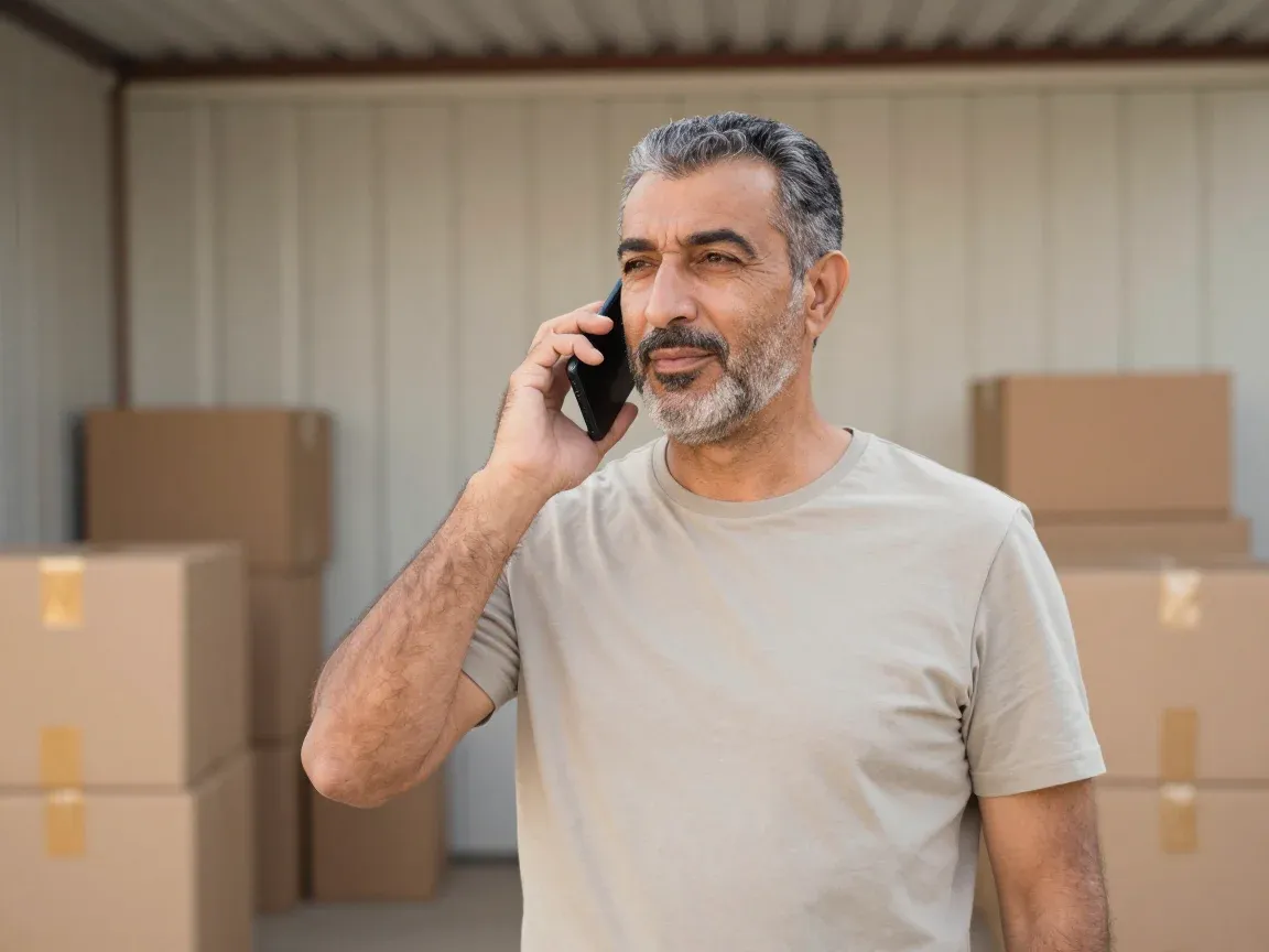 Person smiling on a phone call