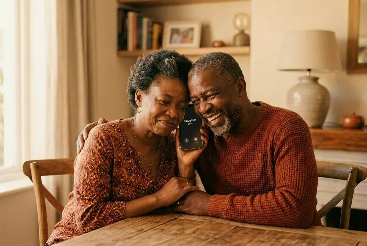 Close-up of a phone conversation